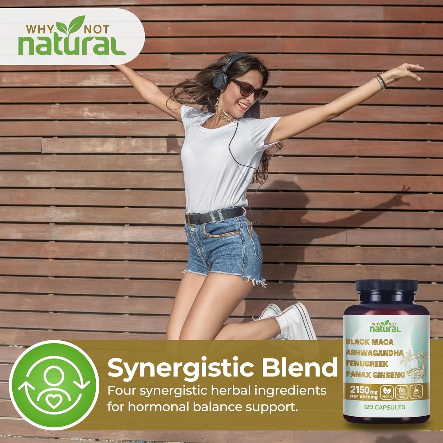 Why Not Natural 4-in-1 Organic Black Maca Root, Ashwagandha, Fenugreek, Panax Ginseng Capsules, Supplement for Men and Women-Shop