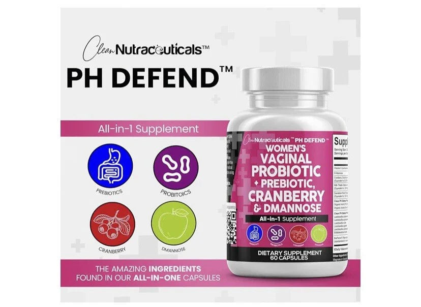 Clean Nutraceuticals Vaginal Probiotics for Women + Prebiotics 20 Billion Cranbe