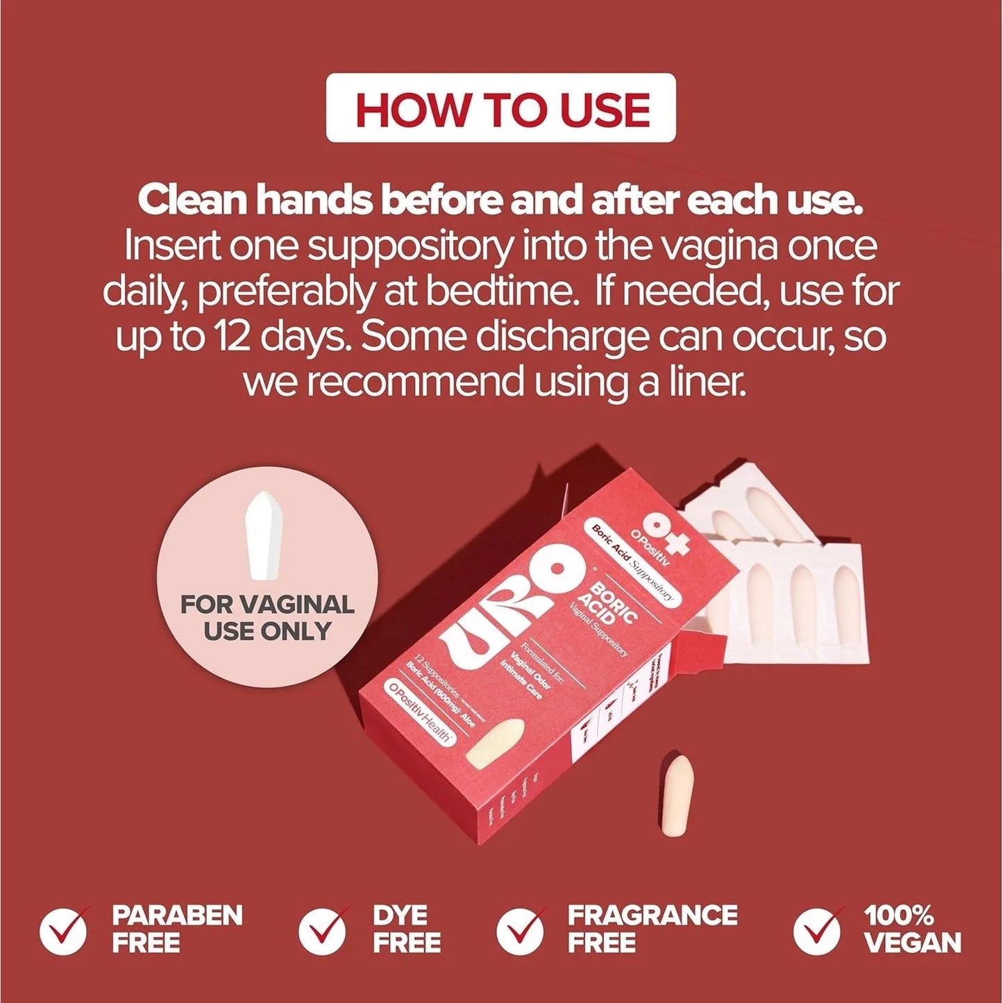 Boric Acid Vaginal Suppository – with Lactic Acid, and Aloe for Fast Relief and