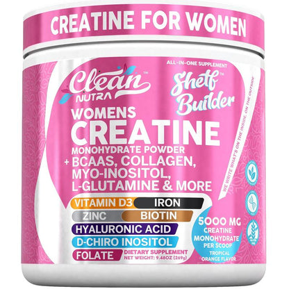 Clean Nutra Women’s Creatine Powder | Collagen + BCAAs | Orange Flavor-Shop