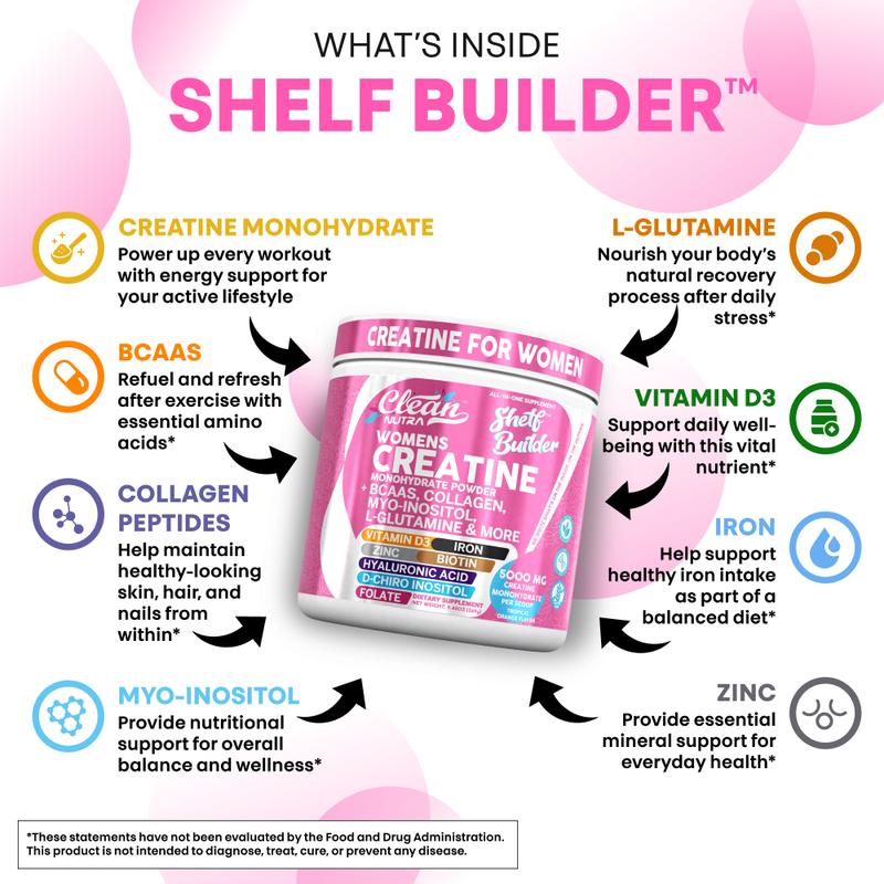 Clean Nutra Women’s Creatine Powder | Collagen + BCAAs | Orange Flavor-Shop