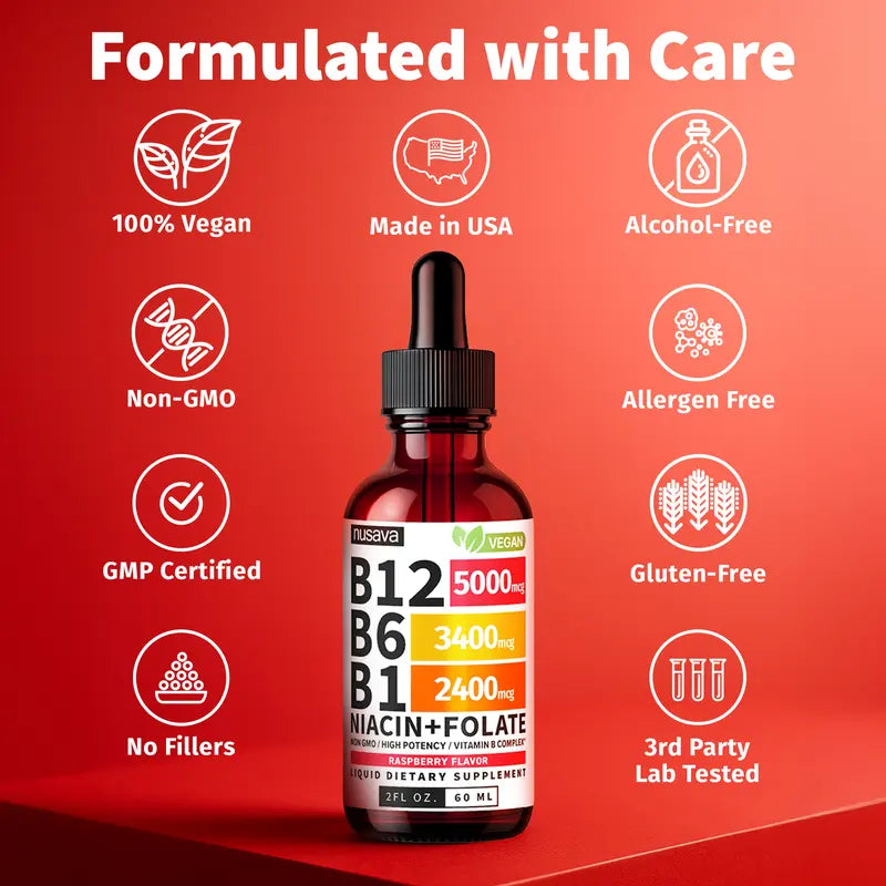 (1-PACKRaspberry) Vitamin B12 Liquid Supplement Drops  - Edible Support for Energy, Brain & Heart, Non-GMO & Gluten-Free, 4 FI Oz-Shop