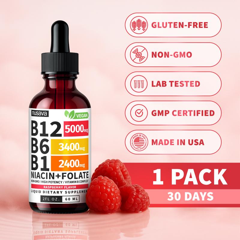 (1-PACKRaspberry) Vitamin B12 Liquid Supplement Drops  - Edible Support for Energy, Brain & Heart, Non-GMO & Gluten-Free, 4 FI Oz-Shop