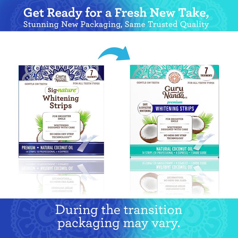 GuruNanda Teeth Whitening Strips - 7-Day Treatment with Non-Slip, Dry Strip Technology - Whitening Designed with Care for a Brighter Smile