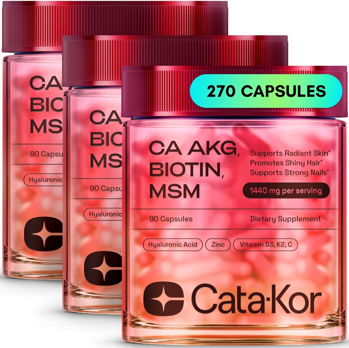 Cata-Kor Skin, Hair & Nails Supplement – Ca AKG, MSM, Hyaluronic Acid, Biotin-Shop