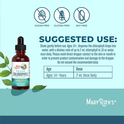 Chlorophyll Liquid Drops |  | Vegan | Non-Diluted Liquid Chlorophyll| Mulberry Derived Supplement for 14+ | Non-GMO | Delicious Minty Flavor | 2 Fl Oz-Shop