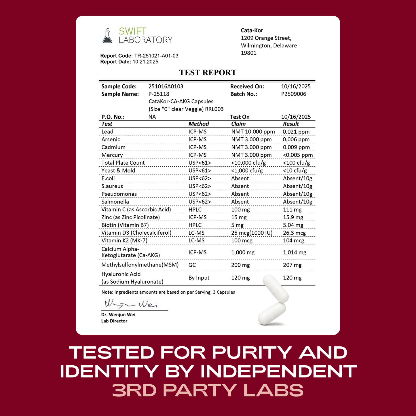 Cata-Kor Skin, Hair & Nails Supplement – Ca AKG, MSM, Hyaluronic Acid, Biotin-Shop