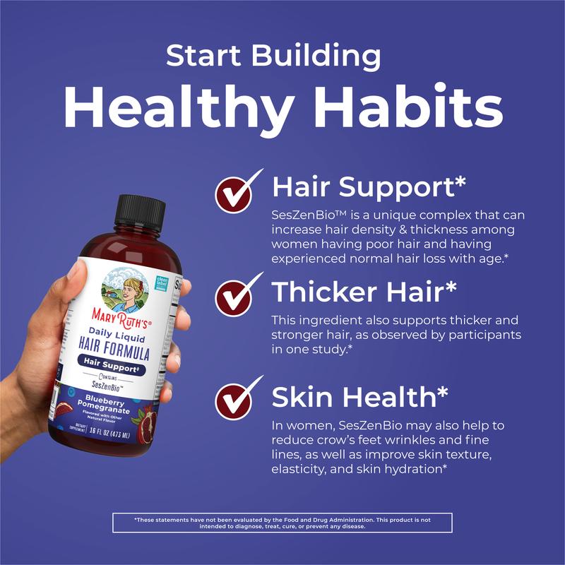 Daily Liquid Hair Formula - Hair Support - Thicker Hair for Women - Healthy Hair Habits - With SesZenBio - Biotin - Vitamin C - 16 fl oz-Shop