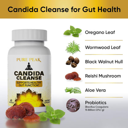 Candida Cleanse - Gut & Colon Support (60 Capsules) - for Men & Women - Natural Herbs for Intestinal Detox-Shop