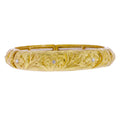 Gold Flower, Leaf Artisan Stretch Bangle Bracelet