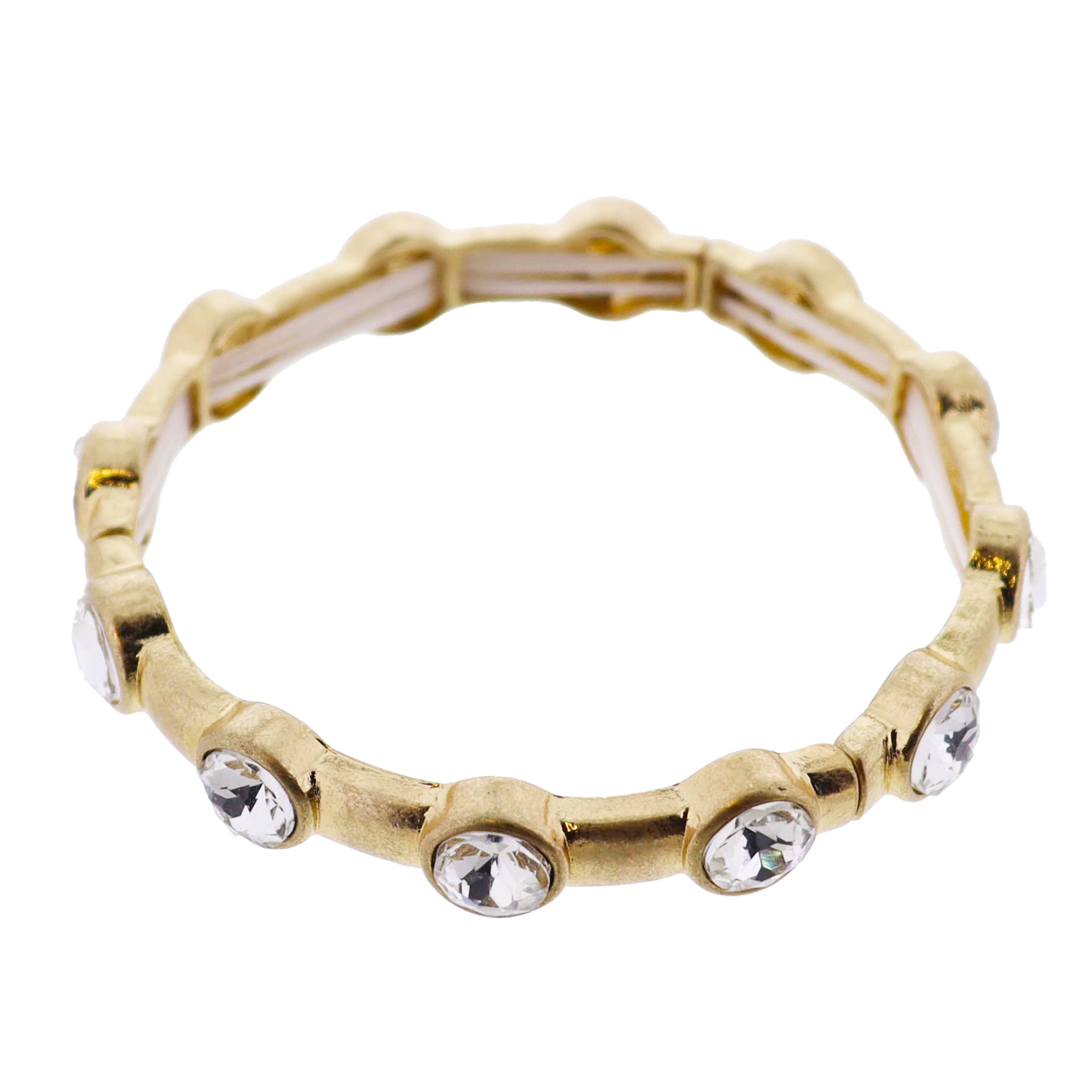 Gold Large Crystal Artisan Stretch Bangle Bracelet