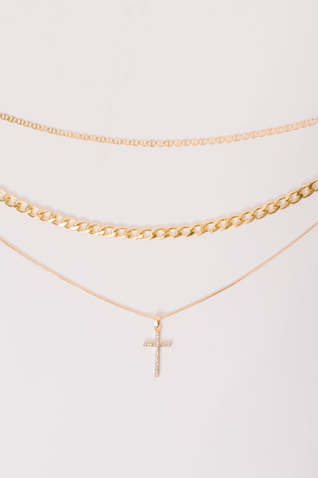 Layered Faith Necklace in Gold