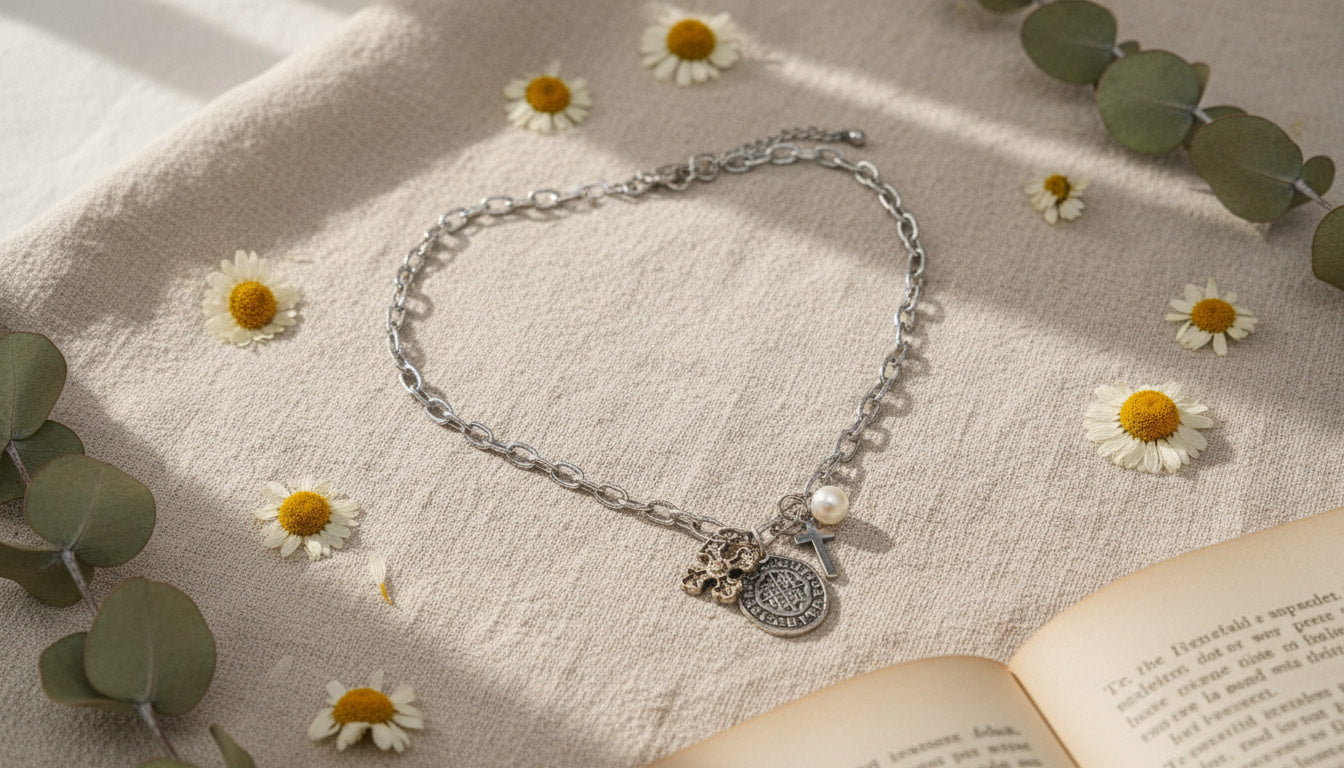 Silver-Tone Charm Necklace