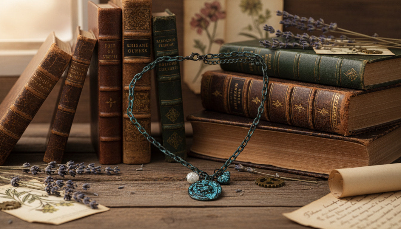 Gothic Steampunk Gunmetal Charm Choker Necklace