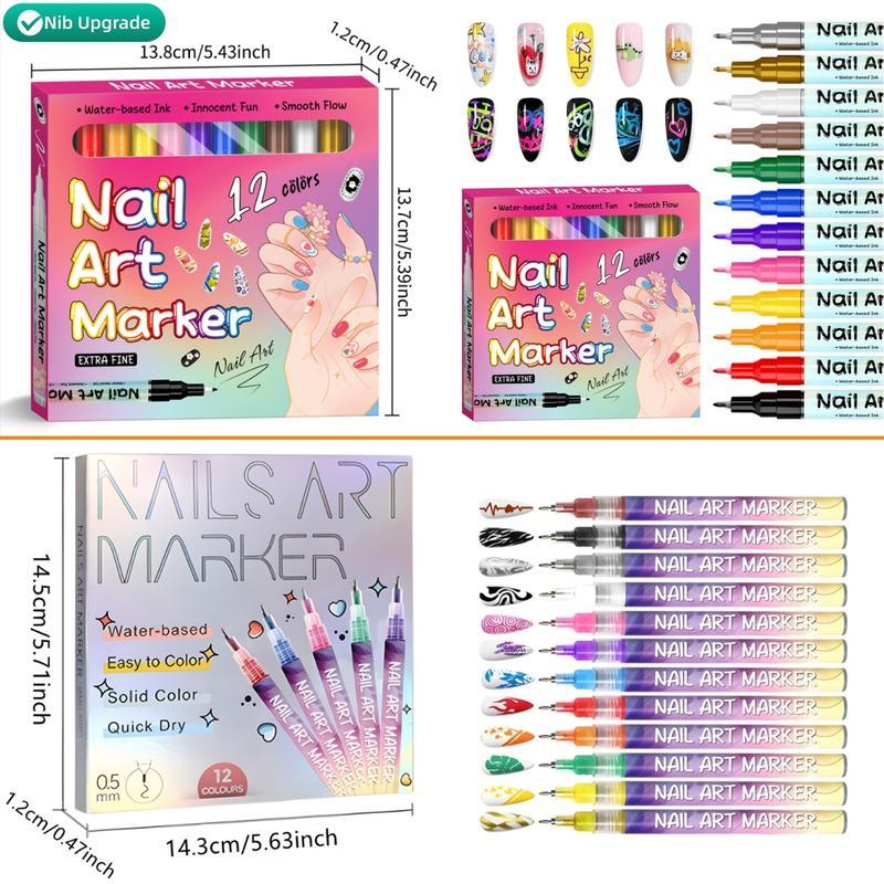 12 Farben 3D Nagelkunst Stift Set, 1 Box Nagellackstift, Nagelpunkt Graffiti Punktierstift, Zeichen Pinsel für DIY Nagelkunst, Maniküre -Shop