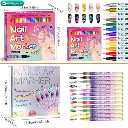 12 Farben 3D Nagelkunst Stift Set, 1 Box Nagellackstift, Nagelpunkt Graffiti Punktierstift, Zeichen Pinsel für DIY Nagelkunst, Maniküre -Shop