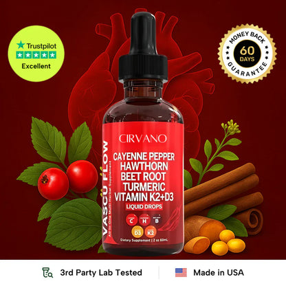 Cayenne Vascular Flow Liquid | Heart Health & Balanced Blood Pressure Support | Fast-Absorbing for Energy-Shop