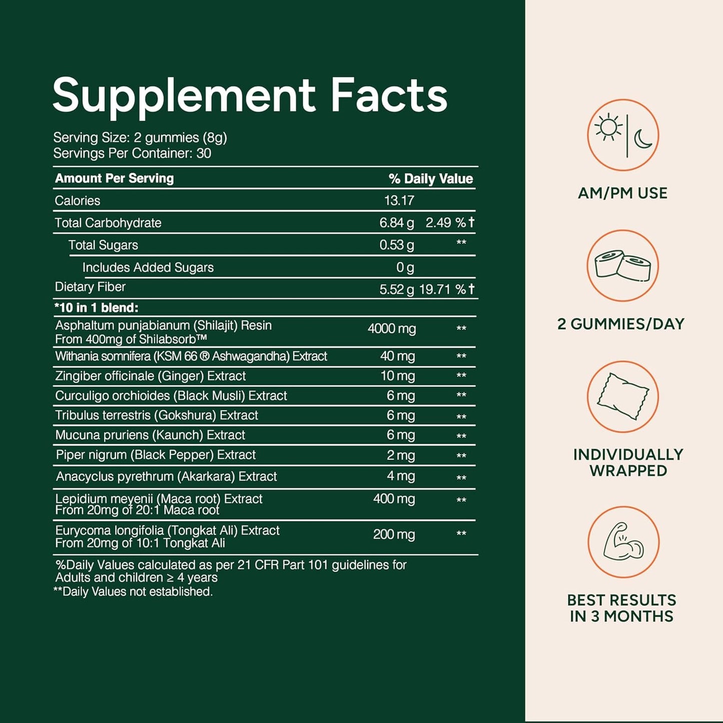 10-1 Alpha Gummies | 4000 mg Pure Himalayan Shilajit I KSM 66 Ashwagandha | Maca Root| Tongkat Ali |75% Fulvic Acid| No Sugar | GMO Free I Clean Lab Certified I 85+ Trace Minerals
