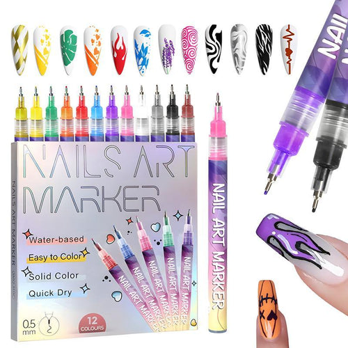 12 Farben 3D Nagelkunst Stift Set, 1 Box Nagellackstift, Nagelpunkt Graffiti Punktierstift, Zeichen Pinsel für DIY Nagelkunst, Maniküre -Shop