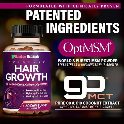24-in-1 Advanced Hair Growth Vitamins | Biotin 10,000mcg, Collagen