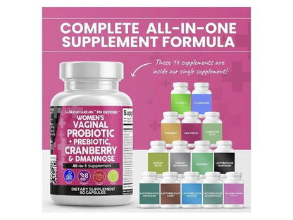 Clean Nutraceuticals Vaginal Probiotics for Women + Prebiotics 20 Billion Cranbe