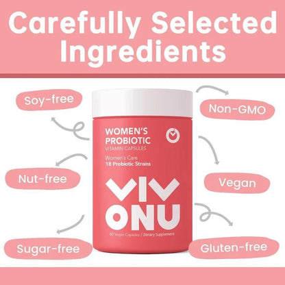 VIVONU Women's Probiotics - 18 Strains for Vaginal Health 60 Vegetarian Capsules