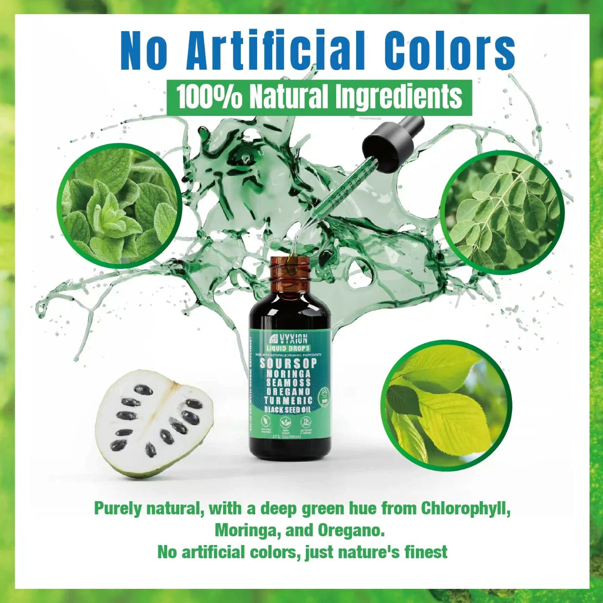 VYXION Pure Soursop 10 in 1 Liquid DropsExtract-Seamoss,Moringa,Black SeedOil
