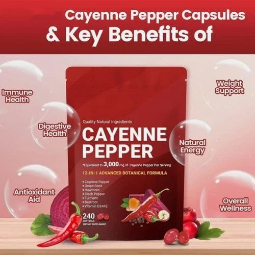 Cayenne Pepper Softgels Supplement, Supports Leg Vein, 240 Softge /1 Bag....