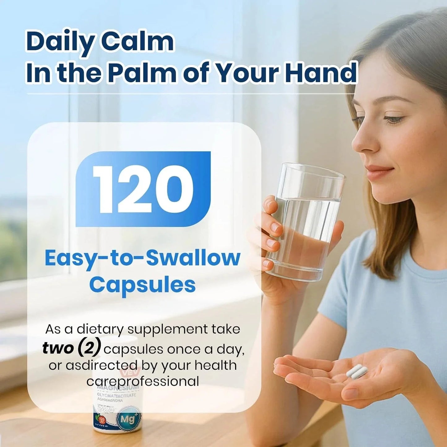 VEV DeepCalm 15 in 1 Magnesium Glycinate & Citrate Complex Capsules