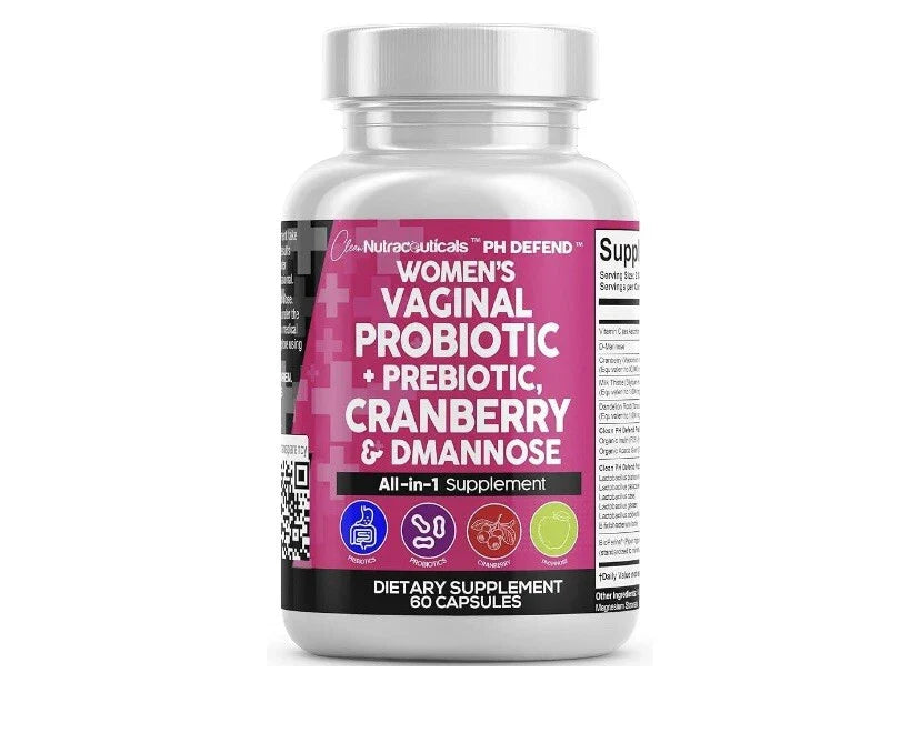 Clean Nutraceuticals Vaginal Probiotics for Women + Prebiotics 20 Billion Cranbe