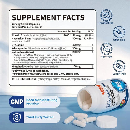 VEV DeepCalm 15 in 1 Magnesium Glycinate & Citrate Complex Capsules