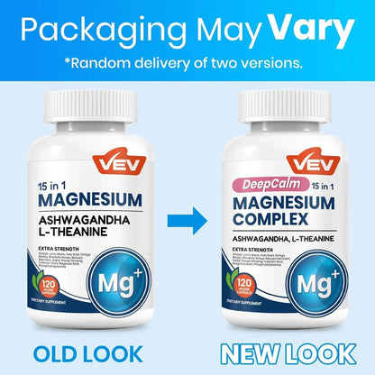 VEV DeepCalm 15 in 1 Magnesium Glycinate & Citrate Complex Capsules