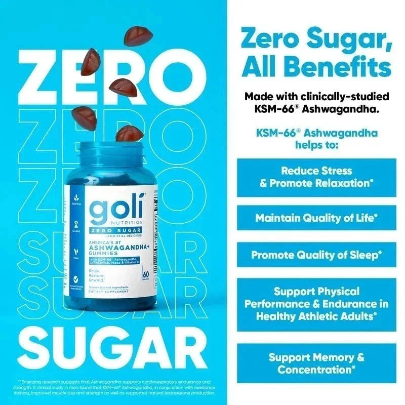 3 Bottles Goli Zero Sugar Best Seller Trio Set Gummies, 60 Counts Per Bottle