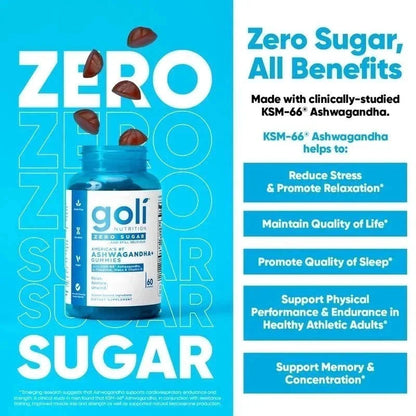 3 Bottles Goli Zero Sugar Best Seller Trio Set Gummies, 60 Counts Per Bottle