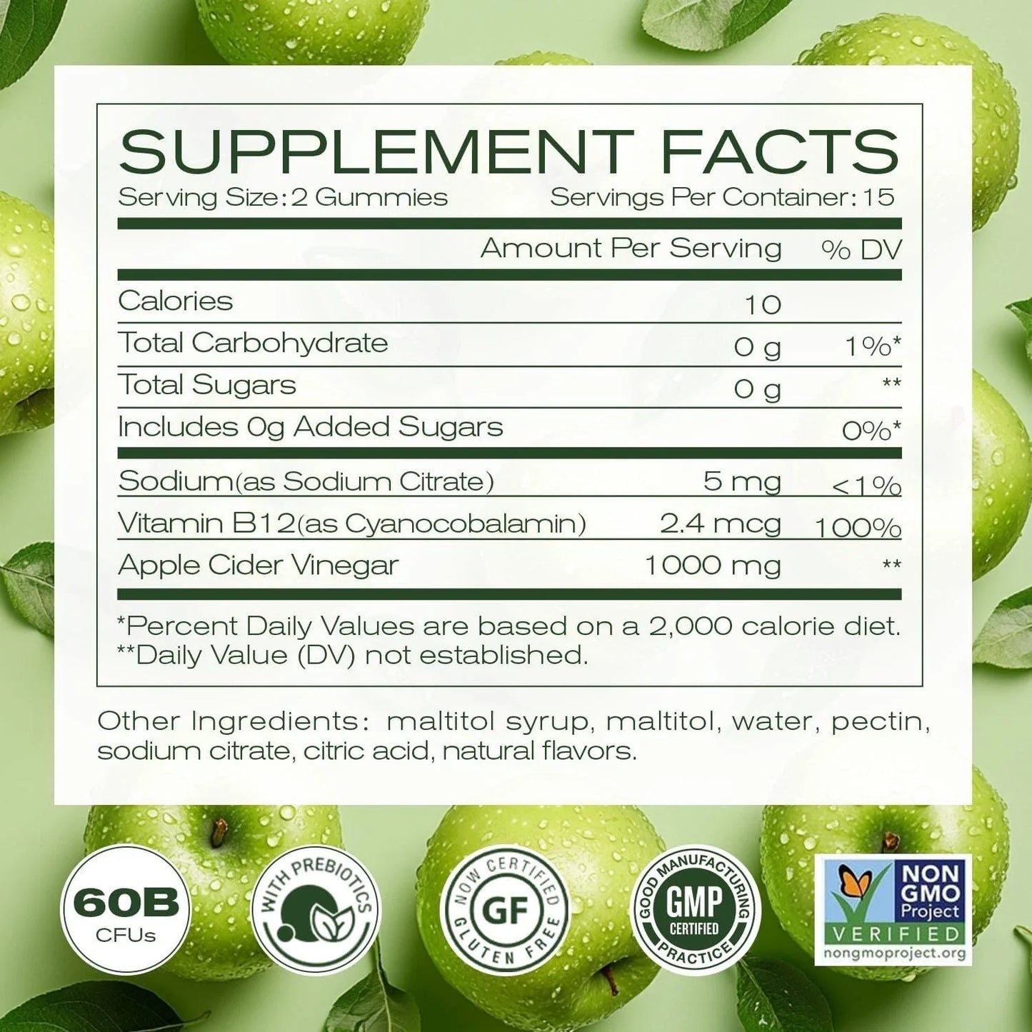 Apple Cider Vinegar Gummies  Formulated to Support Normal Energy Levels & Gut He