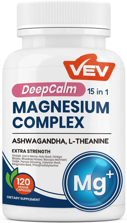 VEV DeepCalm 15 in 1 Magnesium Glycinate & Citrate Complex Capsules