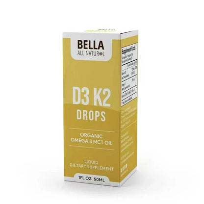 Bella All Natural D3 K2 Drops Organic Omega 3 MCT Oil 50ml Supplement for Daily