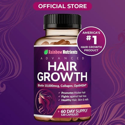 24-in-1 Advanced Hair Growth Vitamins | Biotin 10,000mcg, Collagen